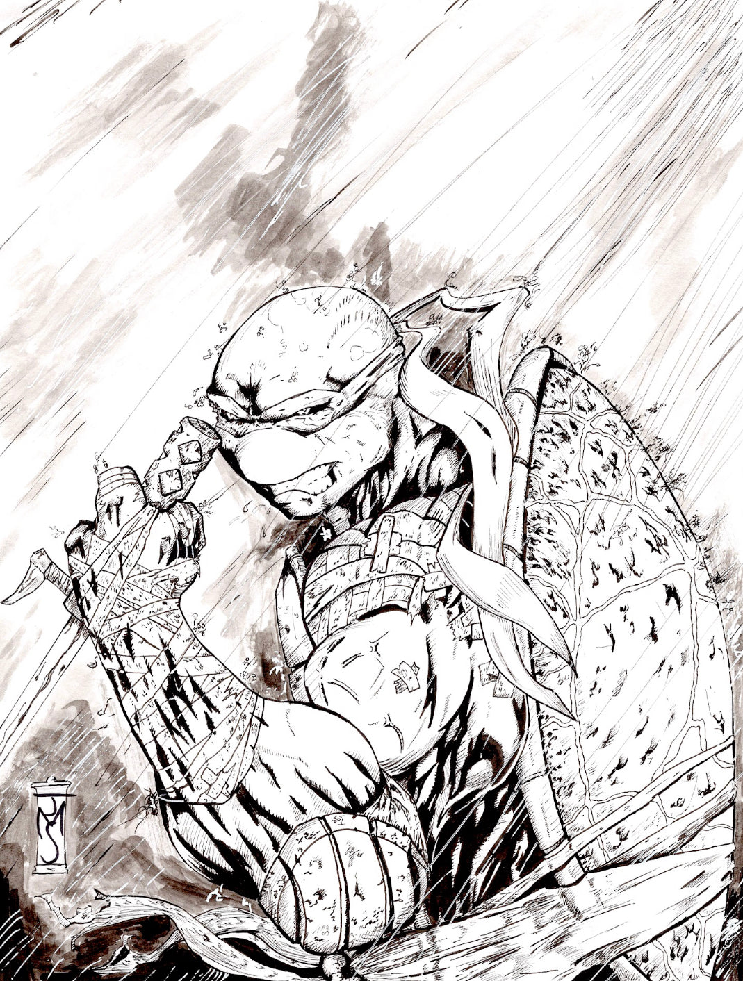 TMNT Raphael Ink Wash 9x12
