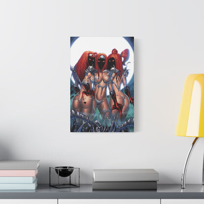 Syrens Canvas Print — Trio of Shadow Sirens Under Full Moon