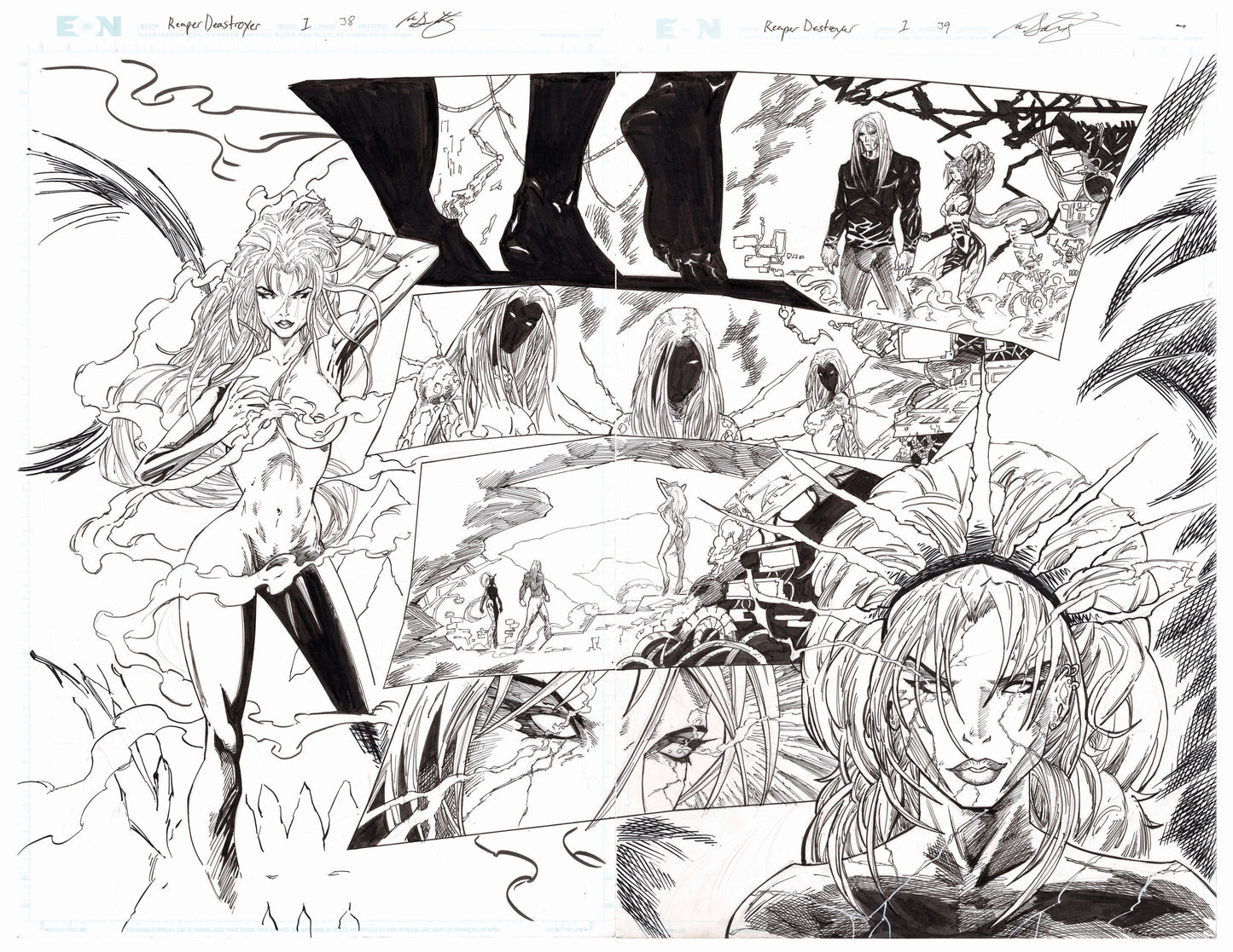 Reaper Destroyer Original Line Art Page 39-40